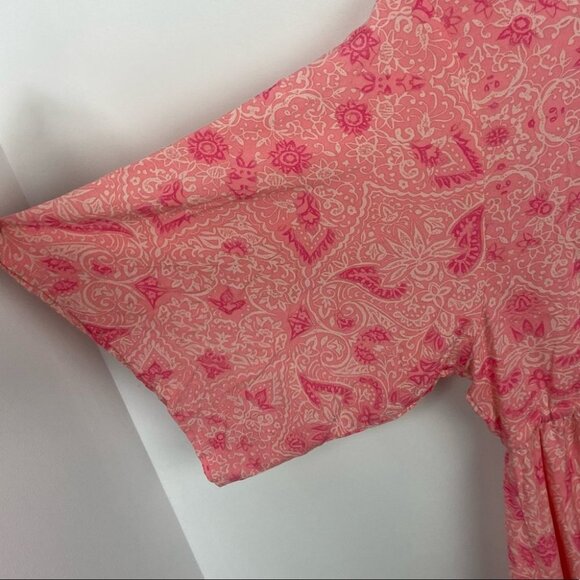 Torrid Coral Floral Print Challis Lattice Back Dress Size 1X Adjustable Tiered - Picture 10 of 12